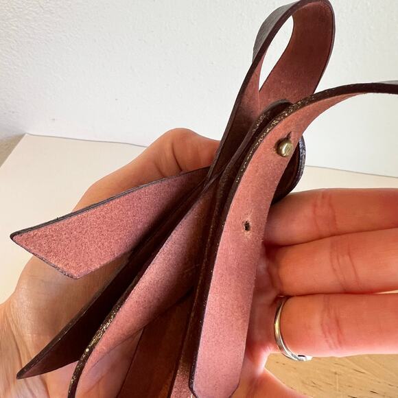 Burgundy Brown Genuine Leather Made in Canada Bow Wrap Belt Size Medium